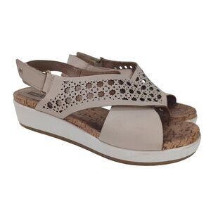 Pikolinos Wedge Sandals Neutral Beige Adjustable Womens US 10 or 40